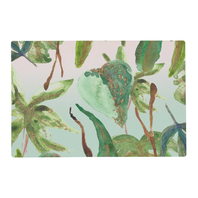 Tropical Gold Green Leaves Placemat (Front)