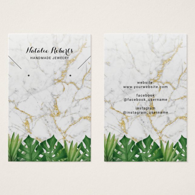 Tropical Gold Marble Jewelry Earring Display (Front & Back)