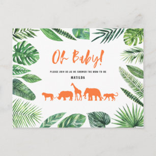 Tropical gold modern colourful mom-to-be postcard