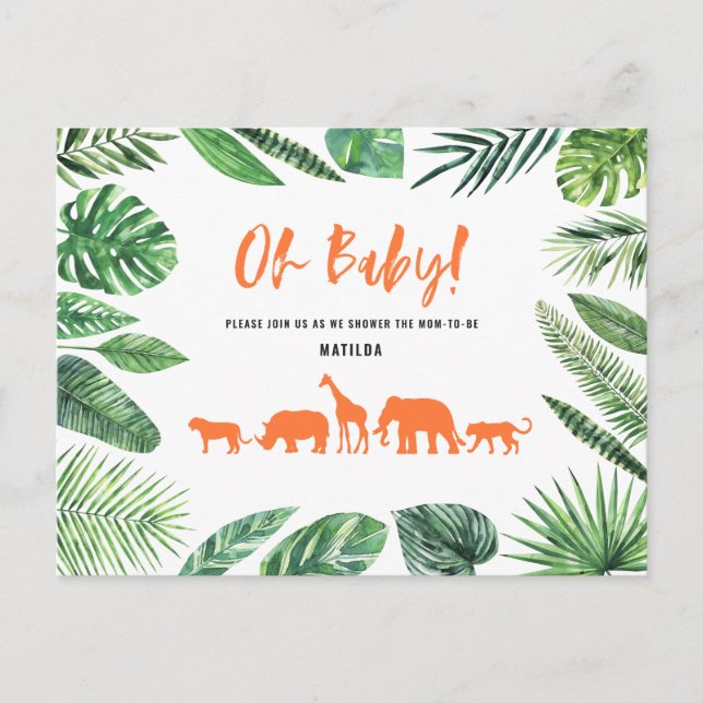 Tropical gold modern colourful mom-to-be postcard (Front)