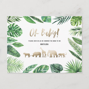 Tropical gold modern colourful mom-to-be postcard