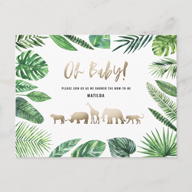 Tropical gold modern colourful mom-to-be postcard (Front)