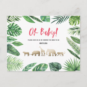 Tropical gold modern colourful mom-to-be postcard