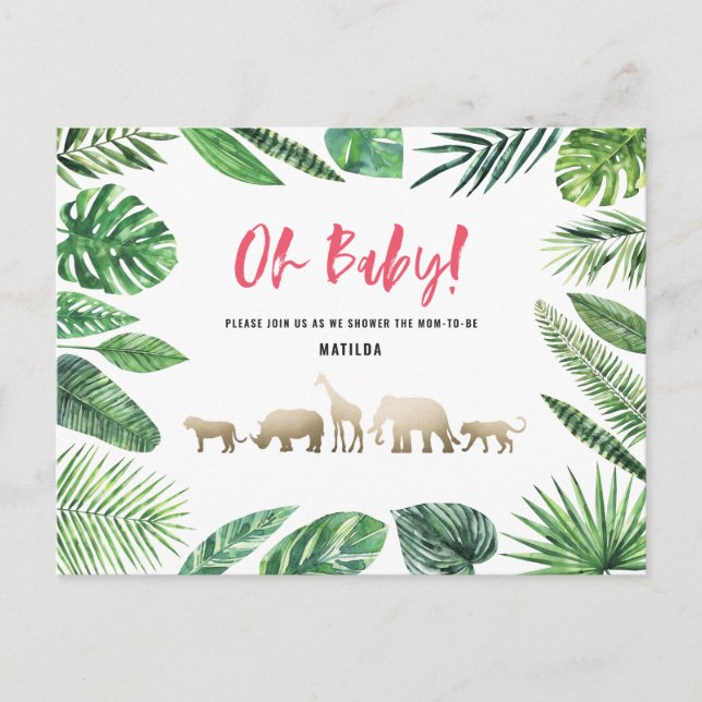 Tropical gold modern colourful mom-to-be postcard (Front)