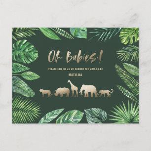 Tropical gold modern colourful mom-to-be postcard