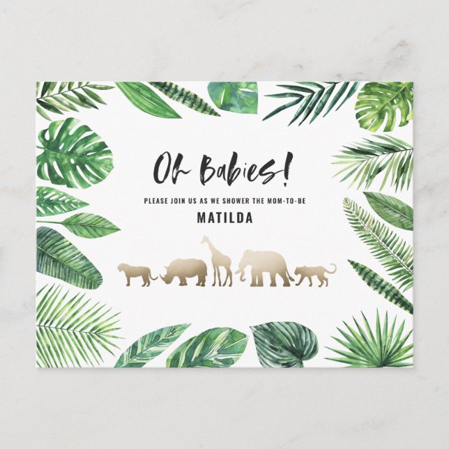 Tropical gold modern colourful mom-to-be postcard (Front)