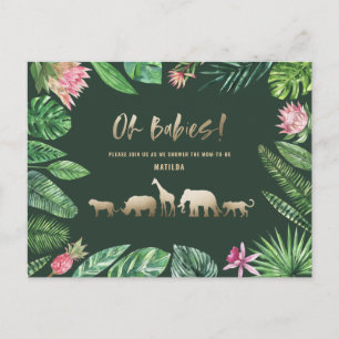 Tropical gold modern colourful mom-to-be postcard