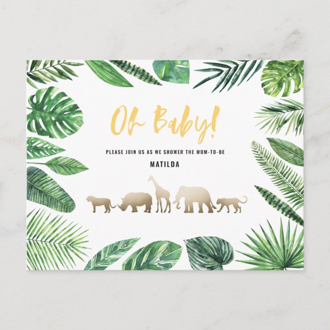 Tropical gold modern colourful mom-to-be postcard (Front)