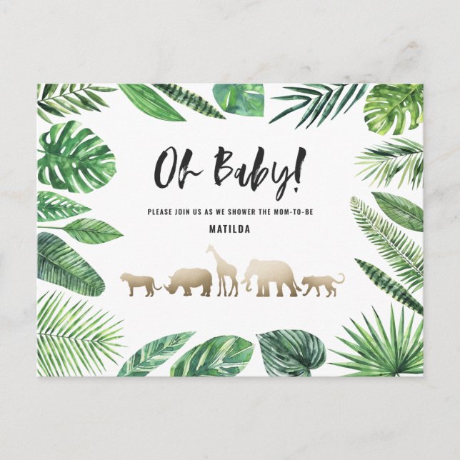 Tropical gold modern colourful mom-to-be postcard (Front)