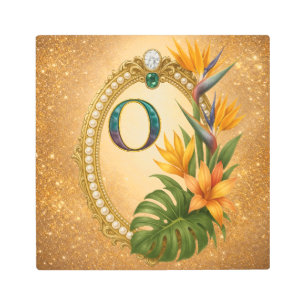 Tropical Gold Monogram Initial Letter O Metal Print