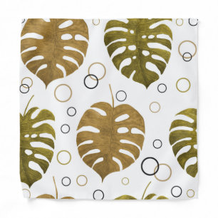 Tropical Gold: Monstera Leaf Watercolor Bandana