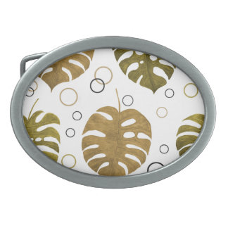 Tropical Gold: Monstera Leaf Watercolor Belt Buckle