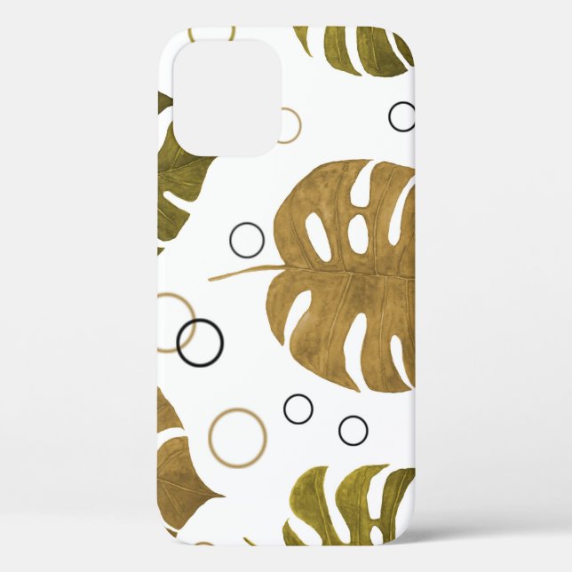 Tropical Gold: Monstera Leaf Watercolor Case-Mate iPhone Case (Back)