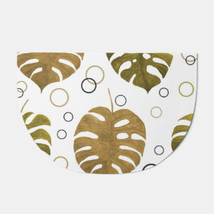 Tropical Gold: Monstera Leaf Watercolor Doormat