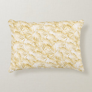 Tropical Gold Palm Leaf Accent Pillow