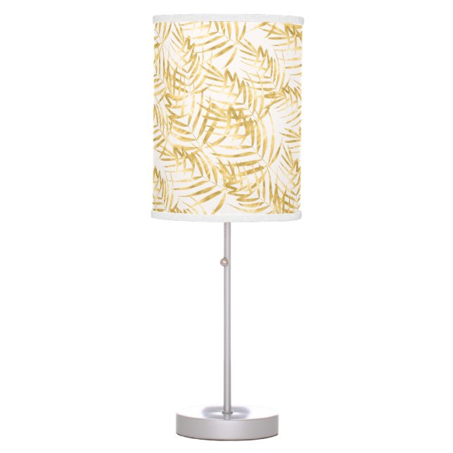 Tropical Gold Palm Leaf Table Lamp (Front)