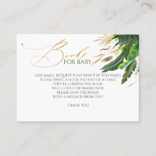 Tropical Gold Palm Leaves Baby Books Request Business Card