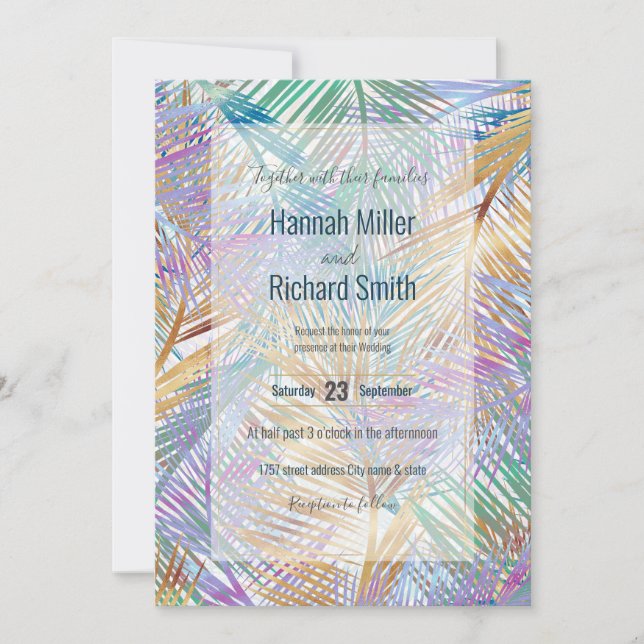 Tropical Gold Palm Leaves Colorful Design (Front)