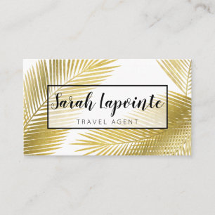Tropical Gold Palm Leaves Elegant Design Business Card