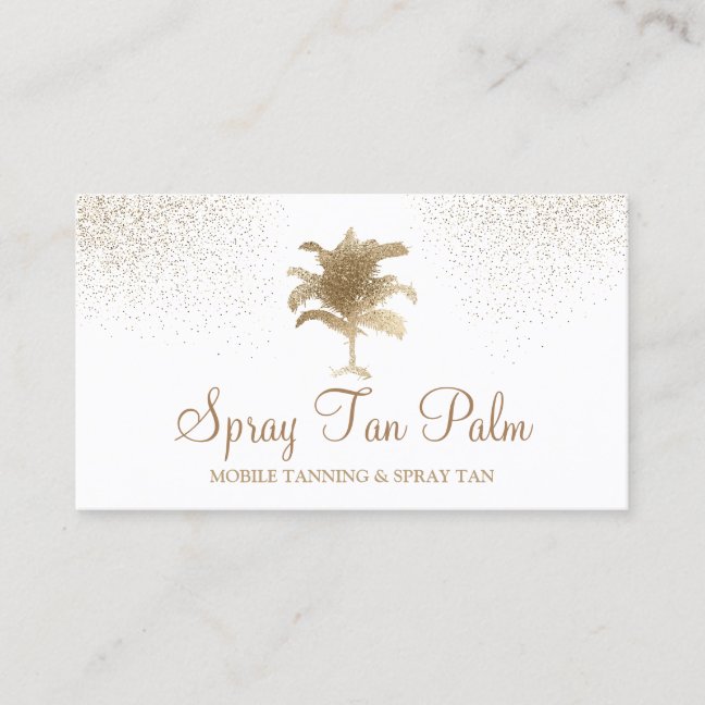 Tropical Gold Palm Tree Spray Tan Sparkle Business Card