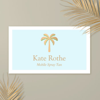 Tropical Gold Palm Tree  Spray Tanning Calling Card by sm_business_cards at Zazzle