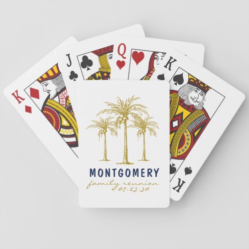 Tropical Gold Palm Trees Custom Family Reunion Poker Cards