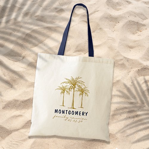 Tropical Gold Palm Trees Custom Family Reunion Tote Bag