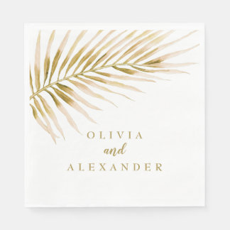 Tropical Gold Palm wedding Napkins