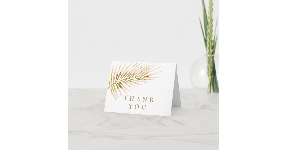 Tropical Gold Palm wedding Thank You Card | Zazzle