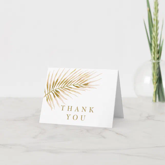 Tropical Gold Palm wedding Thank You Card | Zazzle