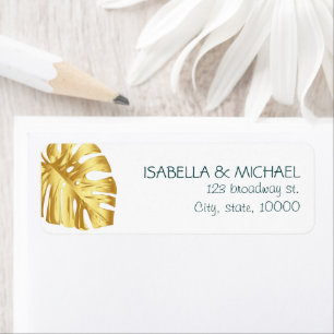 Tropical Gold Personalized Wedding Address Label