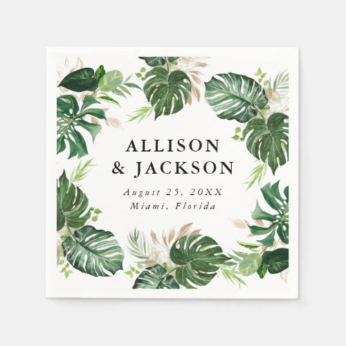 Tropical Gold  Personalized Wedding Napkins