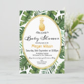 Tropical Gold Pineapple Baby Shower Invitation (Standing Front)