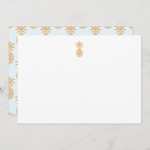 Tropical Gold Pineapple Blue  Thank You Card