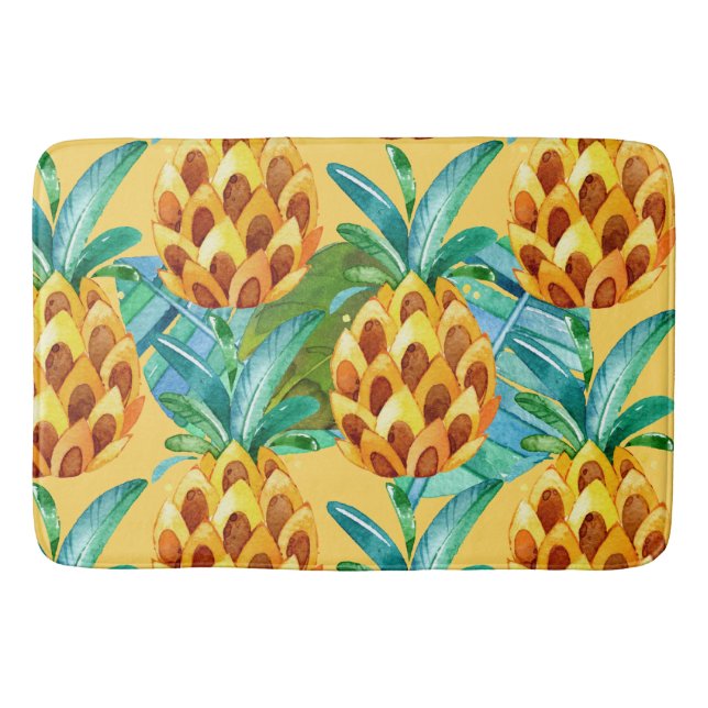 Tropical Gold Pineapple Island Bath Mat (Front)