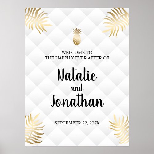 Tropical Gold Pineapple Wedding Welcome Sign