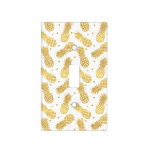 Tropical Gold Pineapples and Confetti Dots Light Switch Cover