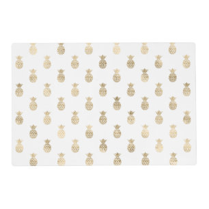 Tropical Gold Pineapples Glitter Placemat