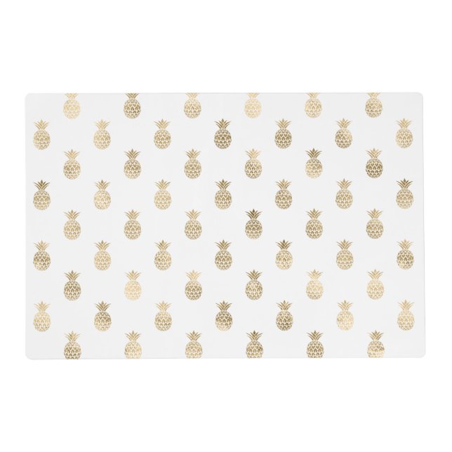 Tropical Gold Pineapples Glitter Placemat (Front)