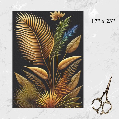 Tropical Gold Reeds Artwork Large Tissue Paper