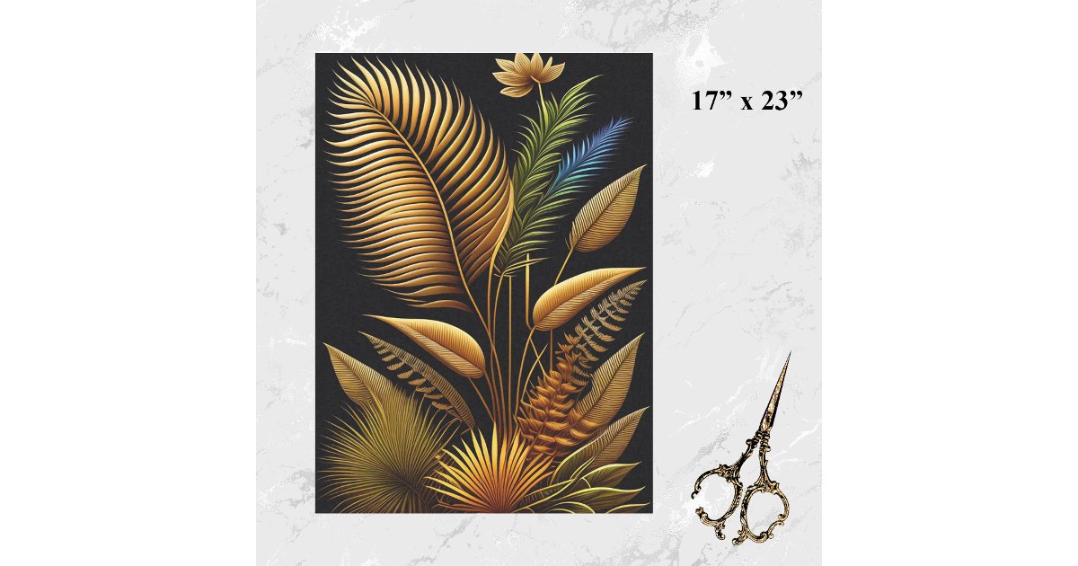 Tropical Gold Reeds Artwork Large Tissue Paper | Zazzle