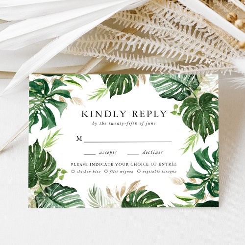 Tropical Gold  RSVP Card with Meal Choice