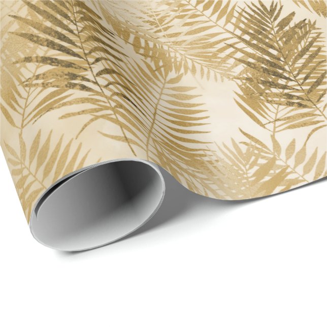 Tropical Gold Sand Leaves     Wrapping Paper (Roll Corner)