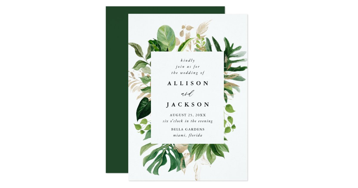 Tropical Gold Wedding Invitation