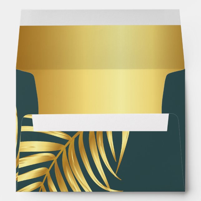 Tropical Gold Wedding Personalized Envelope (Back (Bottom))