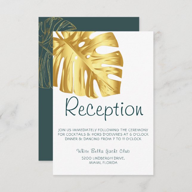 Tropical Gold Wedding Reception Invitation (Front/Back)