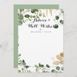 Tropical Gold Wedding Well Wishes Advice Card<br><div class="desc">This tropical gold wedding well wishes advice card is perfect for a rustic wedding. The design features beautifully hand-painted illustrated tropical summer gold and green foliage. These cards are perfect for a wedding, bridal shower, baby shower, graduation party & more. Personalize the cards with the names of the bride and...</div>