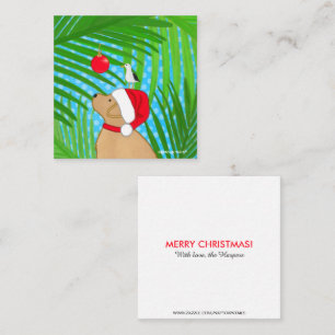 Tropical Golden Dog Santa Seagull Flat Gift Card