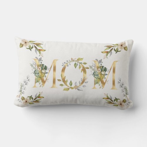 Tropical Golden Floral MOM Lumbar Pillow