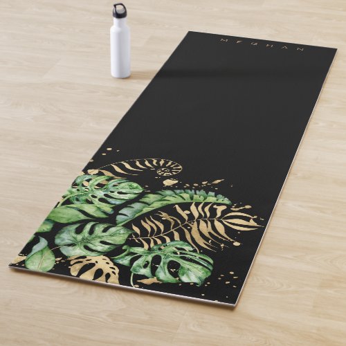 tropical golden foliage Monogram Yoga Mat